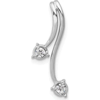 14K White Gold Diamond Chain Slide Pendant with 2 Round Diamonds - 0.10 Carat Total Diamond Weight by Monteluci Fine Jewelry