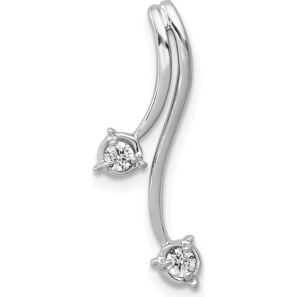 14K White Gold Diamond Chain Slide Pendant with 2 Round Diamonds - 0.10 Carat Total Diamond Weight by Monteluci Fine Jewelry
