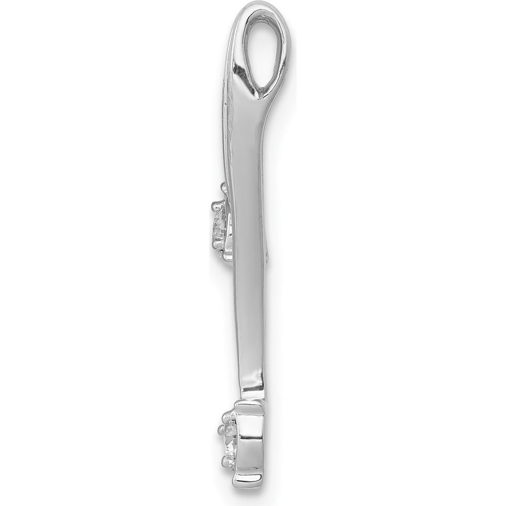 14K White Gold Diamond Chain Slide Pendant with 2 Round Diamonds - 0.10 Carat Total Diamond Weight by Monteluci Fine Jewelry