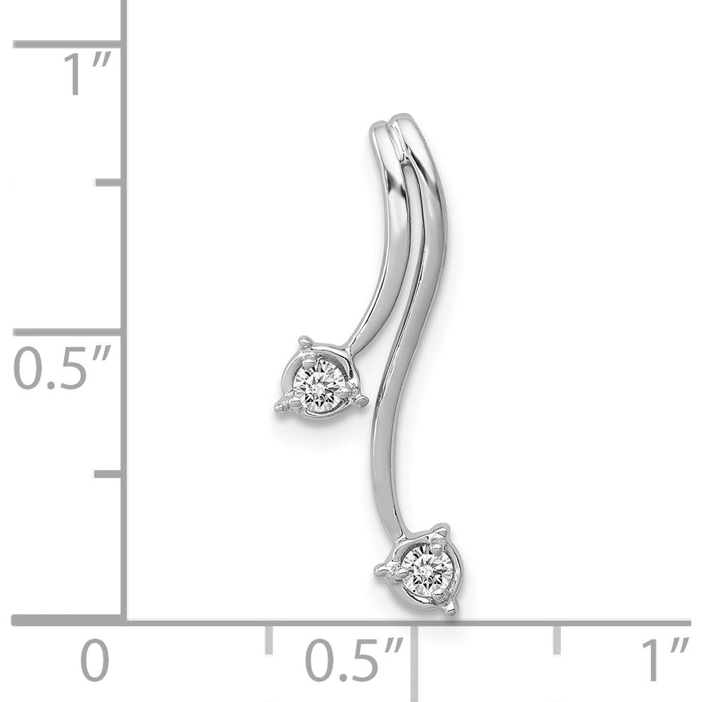 14K White Gold Diamond Chain Slide Pendant with 2 Round Diamonds - 0.10 Carat Total Diamond Weight by Monteluci Fine Jewelry