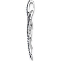 14K White Gold Diamond Chain Slide Pendant with Blue and White Diamonds - 1/3 Carat Total Diamond Weight by Monteluci Fine Jewelry