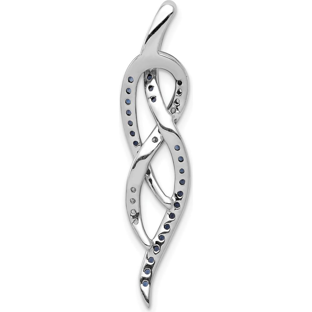 14K White Gold Diamond Chain Slide Pendant with Blue and White Diamonds - 1/3 Carat Total Diamond Weight by Monteluci Fine Jewelry