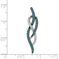 14K White Gold Diamond Chain Slide Pendant with Blue and White Diamonds - 1/3 Carat Total Diamond Weight by Monteluci Fine Jewelry