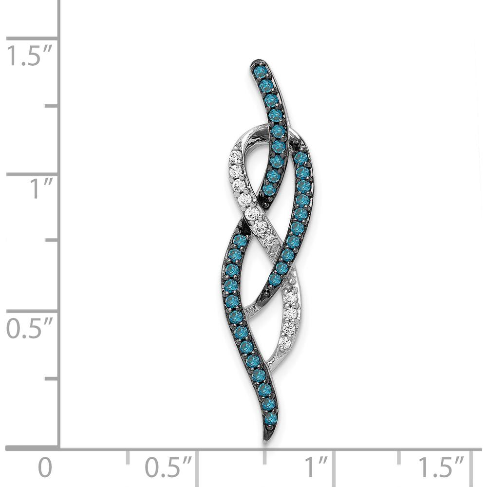 14K White Gold Diamond Chain Slide Pendant with Blue and White Diamonds - 1/3 Carat Total Diamond Weight by Monteluci Fine Jewelry