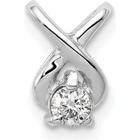 14K White Gold Diamond Chain Slide with Round Faceted Diamond - 0.093 Carat by Monteluci Fine Jewelry
