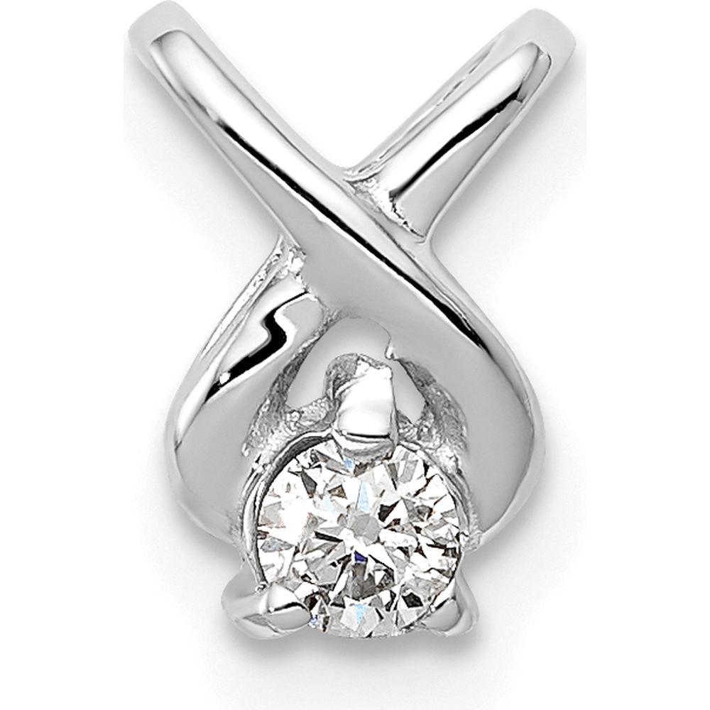 14K White Gold Diamond Chain Slide with Round Faceted Diamond - 0.093 Carat by Monteluci Fine Jewelry
