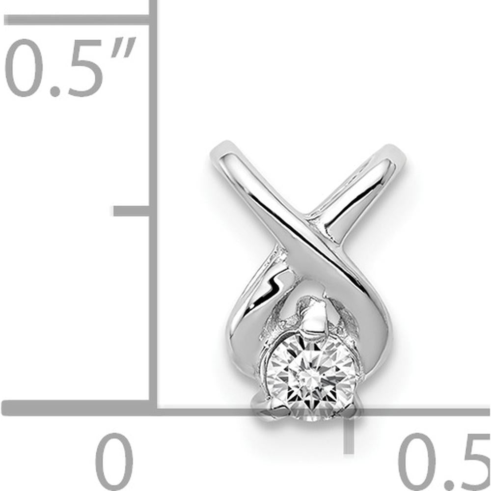 14K White Gold Diamond Chain Slide with Round Faceted Diamond - 0.093 Carat by Monteluci Fine Jewelry