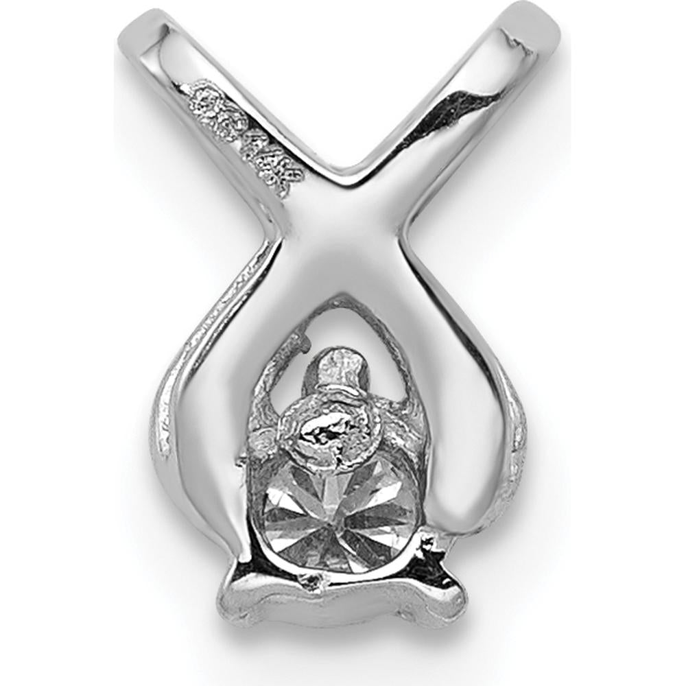 14K White Gold Diamond Chain Slide with Round Faceted Diamond - 0.093 Carat by Monteluci Fine Jewelry