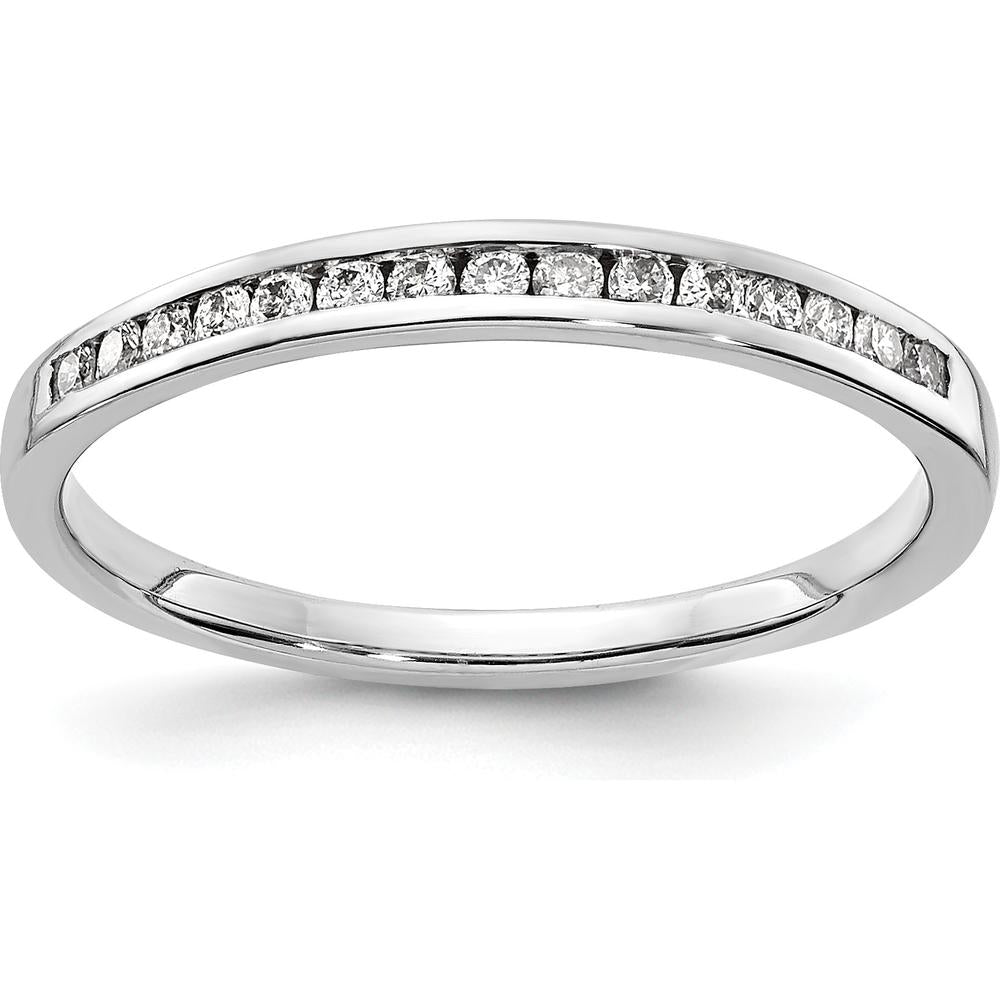 14K White Gold Diamond Channel Band with 15 Round Brilliant Diamonds - 0.15 Carat Total Diamond Weight by 0