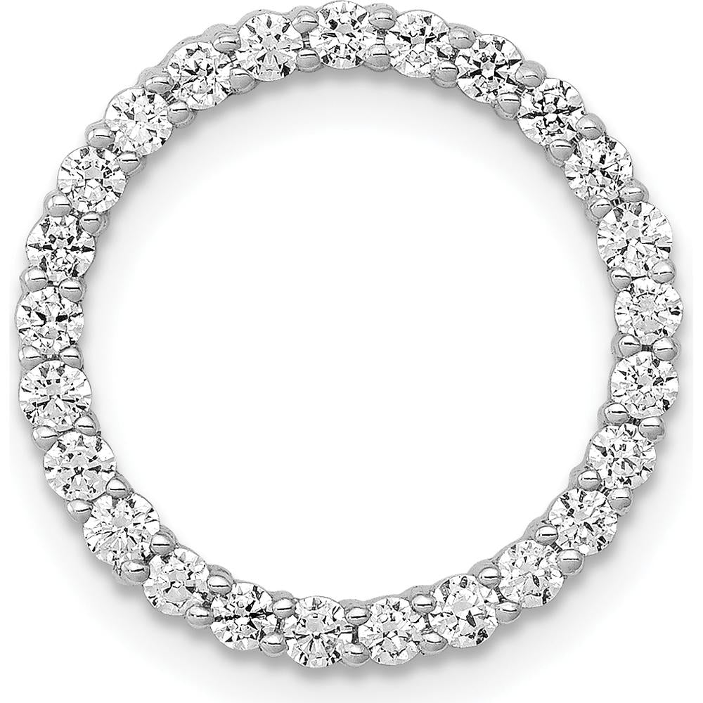 14K White Gold Diamond Circle Chain Slide Pendant - 0.50 Carat Total Diamond Weight by Monteluci Fine Jewelry