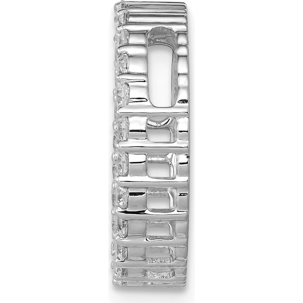 14K White Gold Diamond Circle Chain Slide Pendant - 0.50 Carat Total Diamond Weight by Monteluci Fine Jewelry