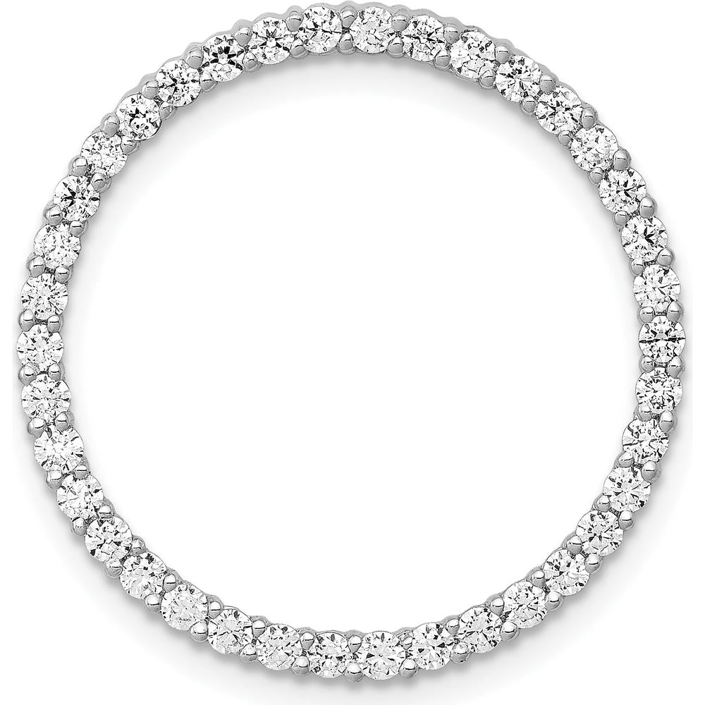 14K White Gold Diamond Circle Chain Slide Pendant - 0.76 Carat Total Diamond Weight by Monteluci Fine Jewelry