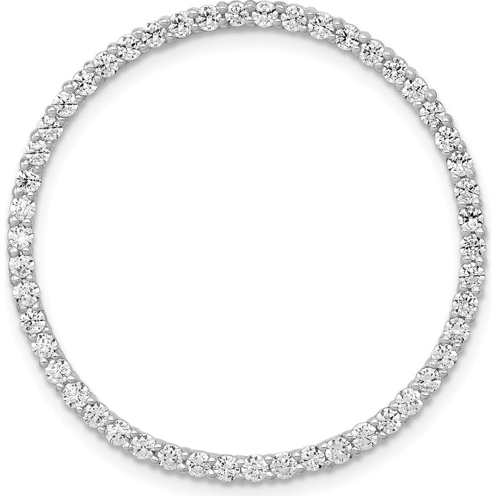 14K White Gold Diamond Circle Chain Slide Pendant with 1 Carat Total Diamond Weight by Monteluci Fine Jewelry