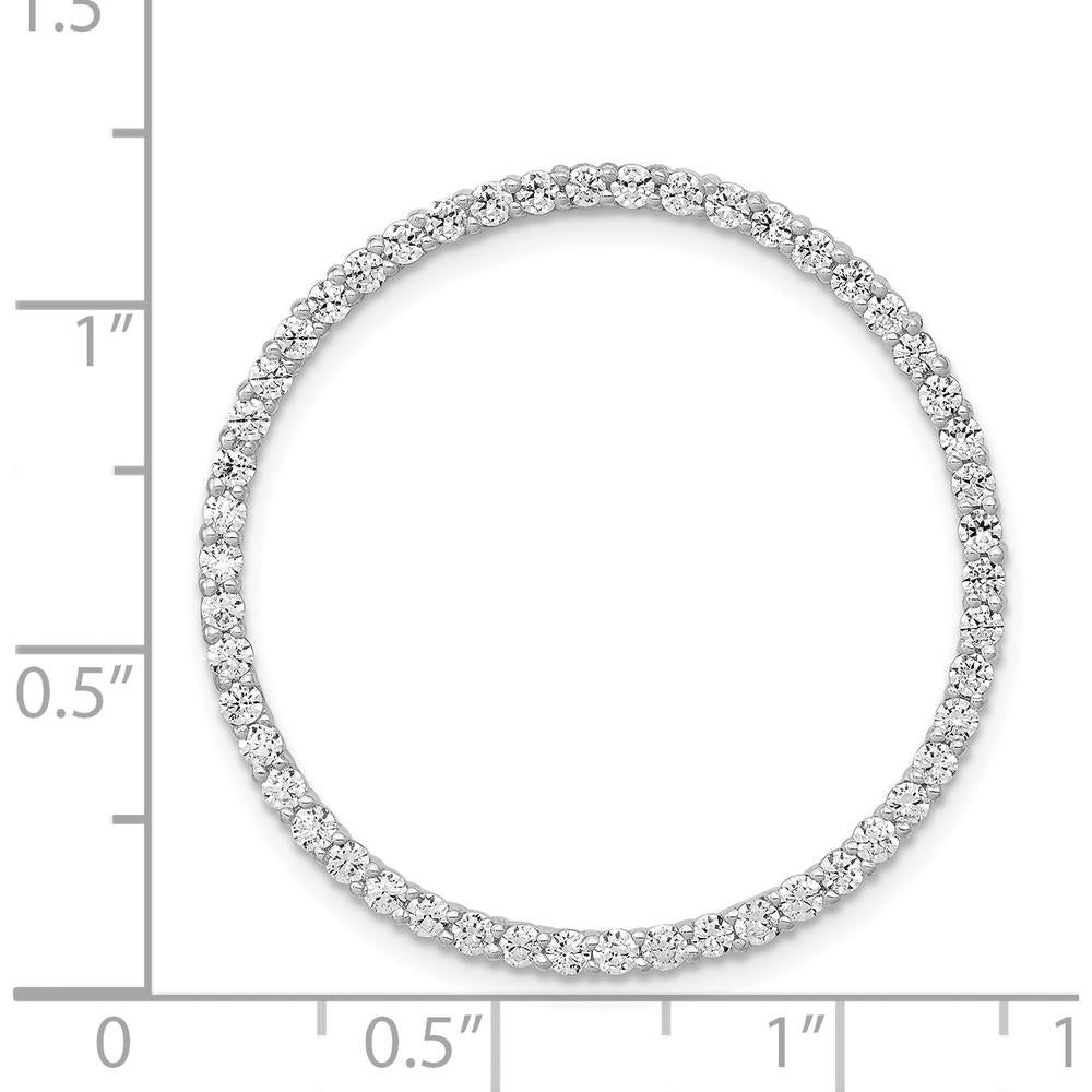 14K White Gold Diamond Circle Chain Slide Pendant with 1 Carat Total Diamond Weight by Monteluci Fine Jewelry