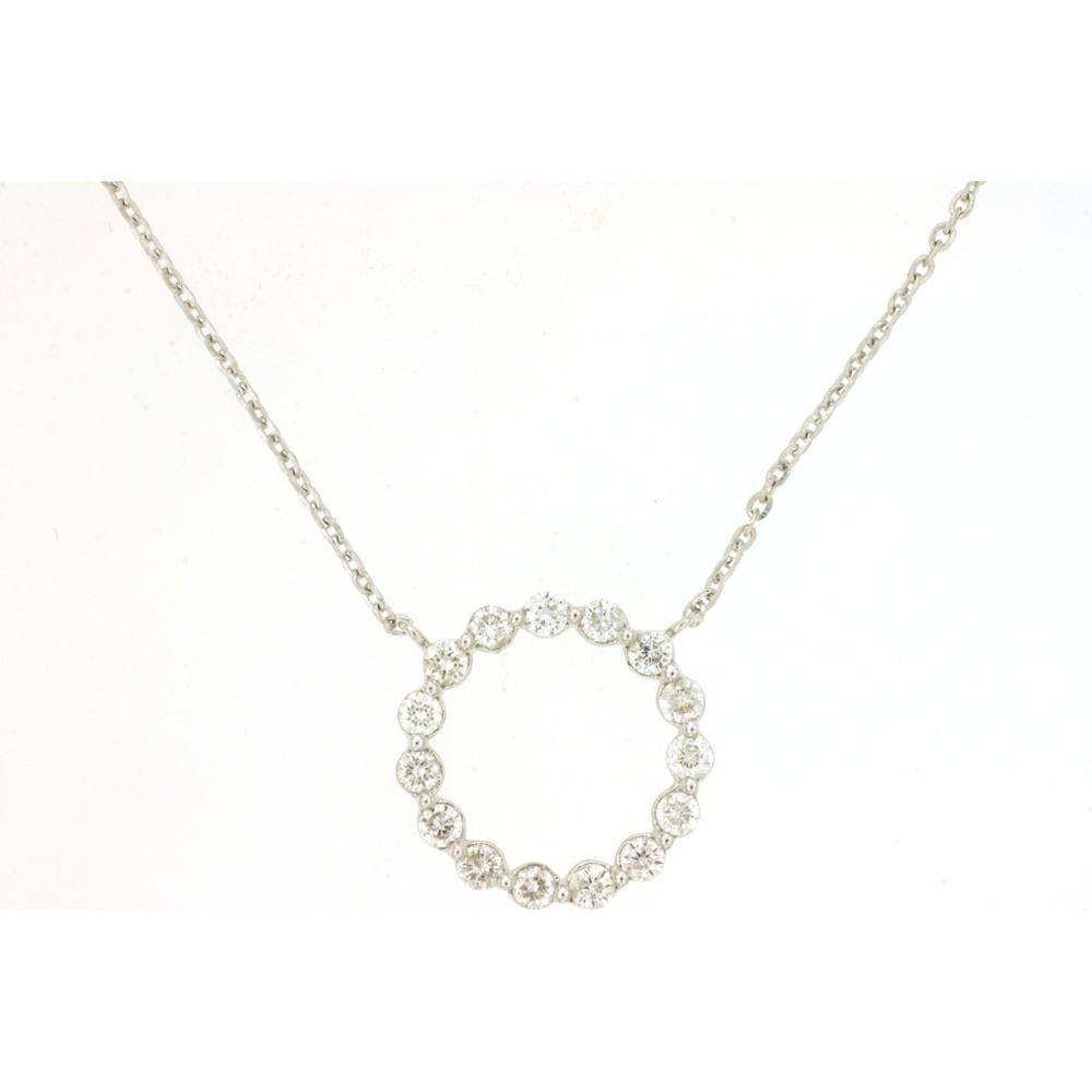 14K White Gold Diamond Circle Necklace - 0.34 Carats Total Diamond Weight