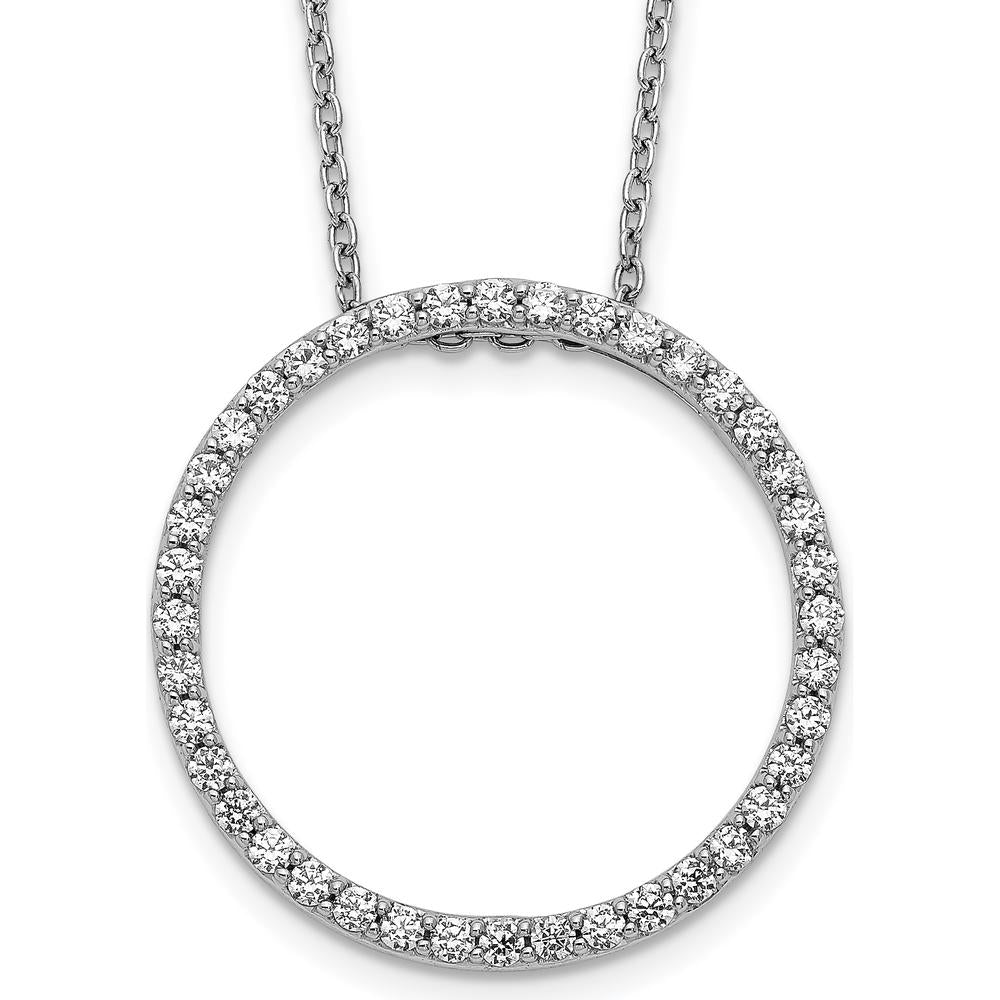 14K White Gold Diamond Circle Necklace - 0.625 Carat Total Diamond Weight by Monteluci Fine Jewelry