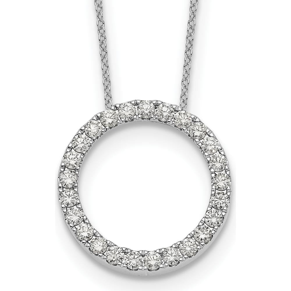 14K White Gold Diamond Circle Necklace with 25 Round Diamonds - 1.00 Carat Total Diamond Weight by Monteluci Fine Jewelry
