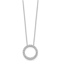 14K White Gold Diamond Circle Necklace with 25 Round Diamonds - 1.00 Carat Total Diamond Weight by Monteluci Fine Jewelry