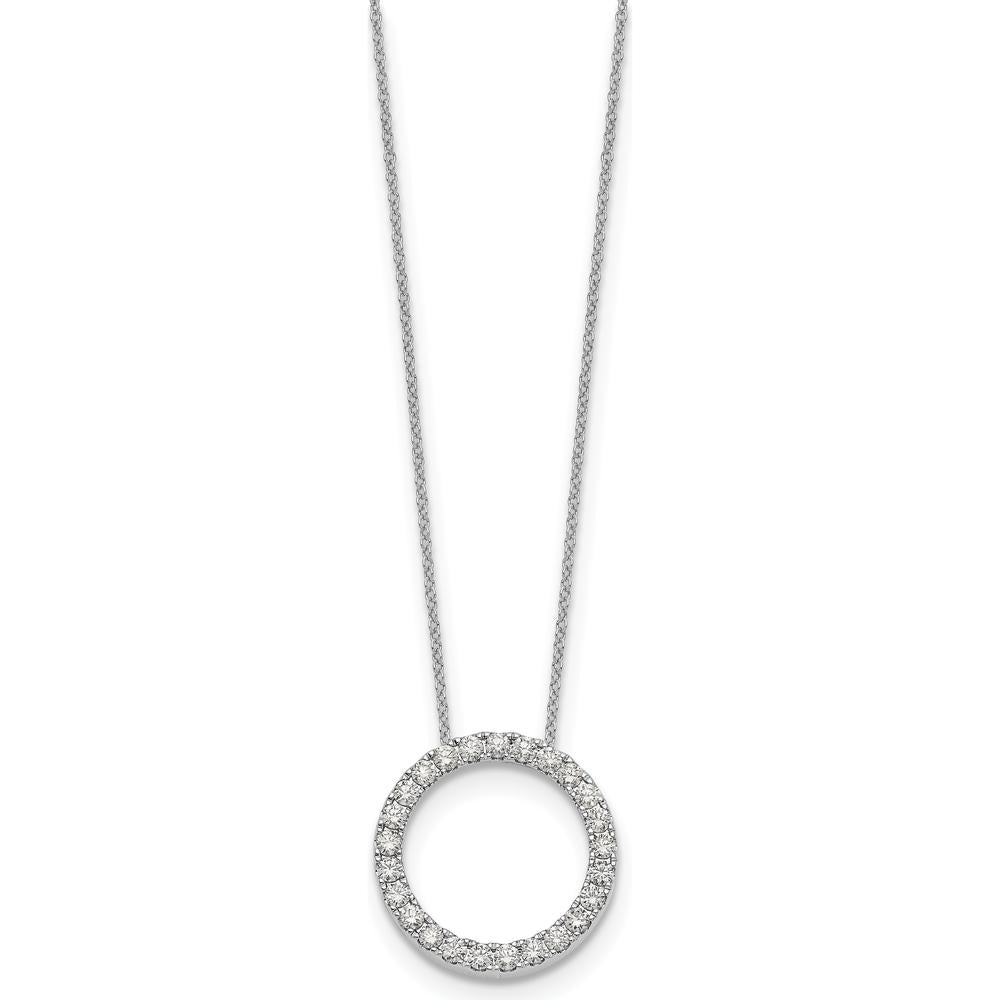 14K White Gold Diamond Circle Necklace with 25 Round Diamonds - 1.00 Carat Total Diamond Weight by Monteluci Fine Jewelry