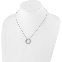 14K White Gold Diamond Circle Necklace with 25 Round Diamonds - 1.00 Carat Total Diamond Weight by Monteluci Fine Jewelry