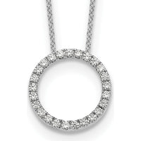 14K White Gold Diamond Circle Pendant Necklace - 1/2 Carat Total Diamond Weight by Monteluci Fine Jewelry