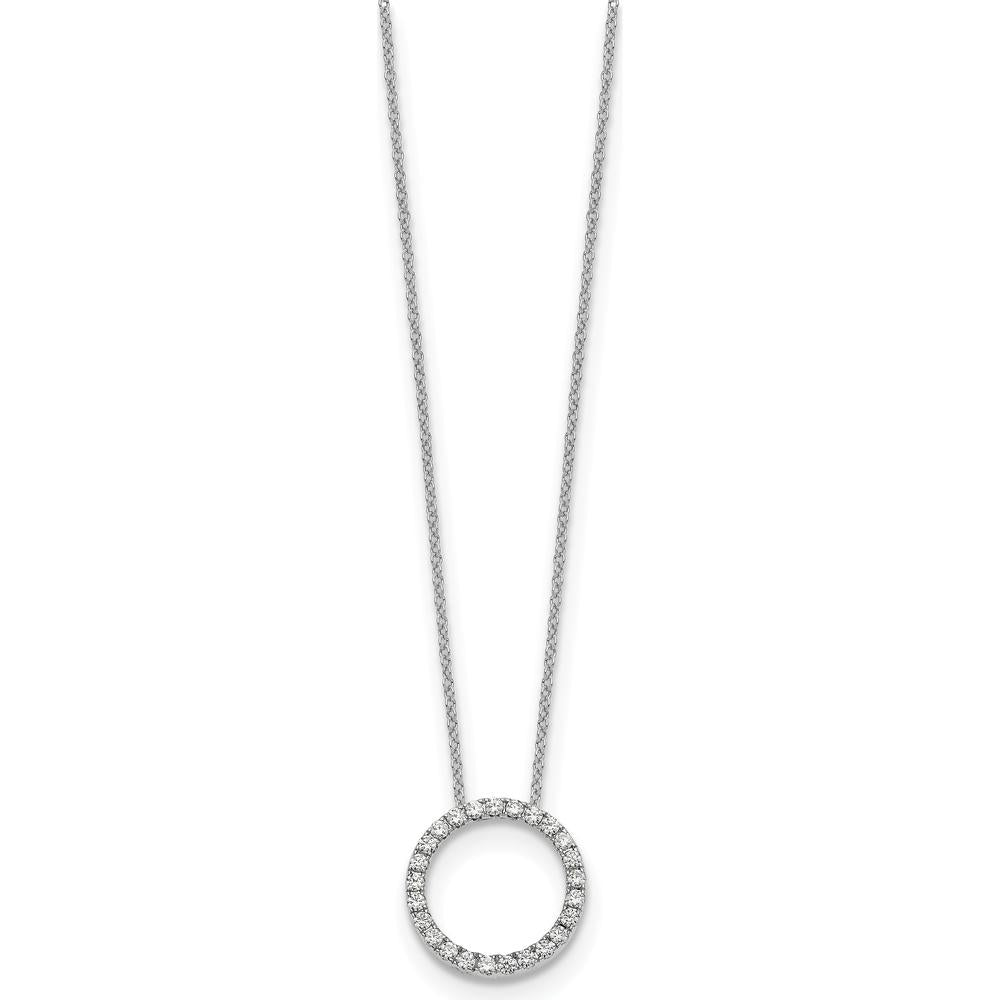 14K White Gold Diamond Circle Pendant Necklace - 1/2 Carat Total Diamond Weight by Monteluci Fine Jewelry