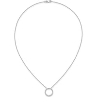 14K White Gold Diamond Circle Pendant Necklace - 1/2 Carat Total Diamond Weight by Monteluci Fine Jewelry