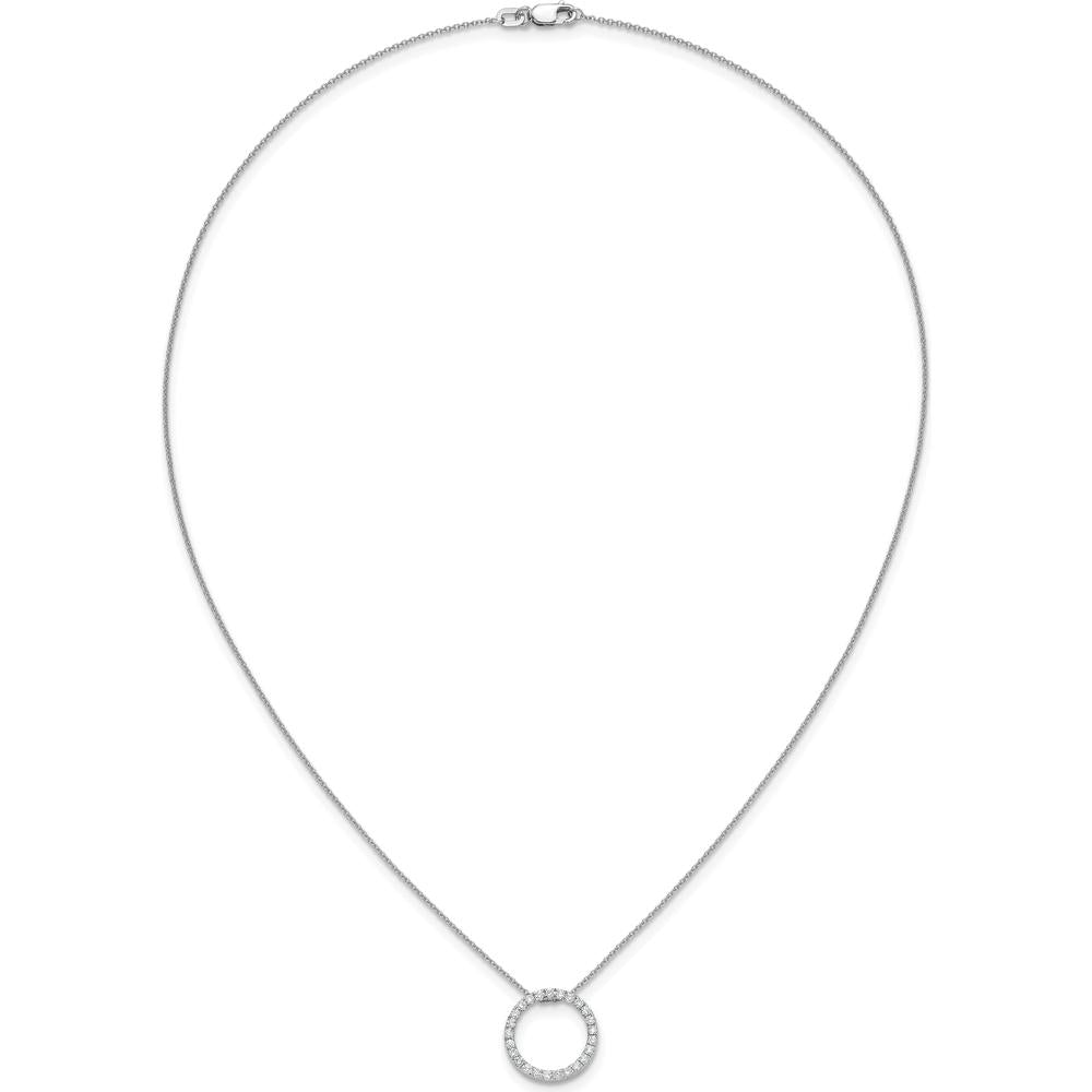 14K White Gold Diamond Circle Pendant Necklace - 1/2 Carat Total Diamond Weight by Monteluci Fine Jewelry