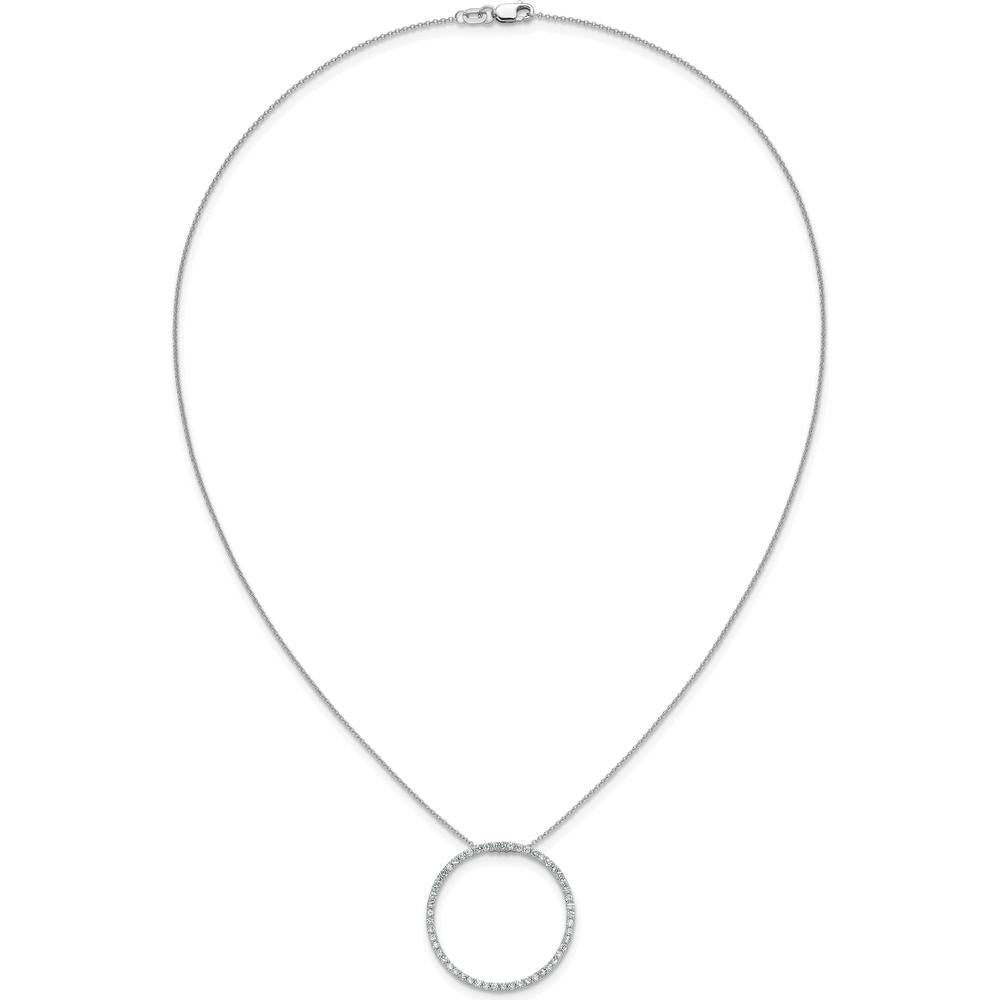 14K White Gold Diamond Circle Pendant Necklace - 3/4 Carat Total Diamond Weight by Monteluci Fine Jewelry