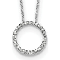 14K White Gold Diamond Circle Pendant Necklace with 0.25 Carats of Round Diamonds - 18 Inches by Monteluci Fine Jewelry
