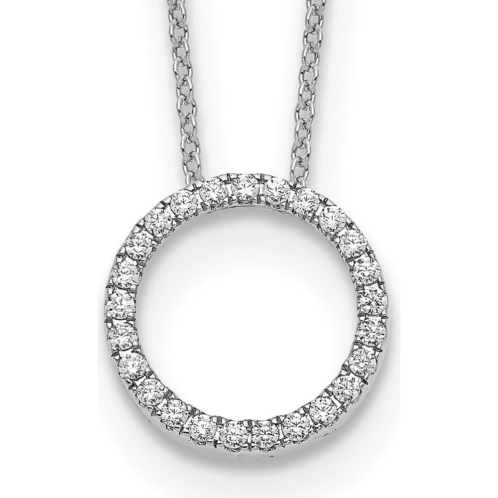 14K White Gold Diamond Circle Pendant Necklace with 0.25 Carats of Round Diamonds - 18 Inches by Monteluci Fine Jewelry