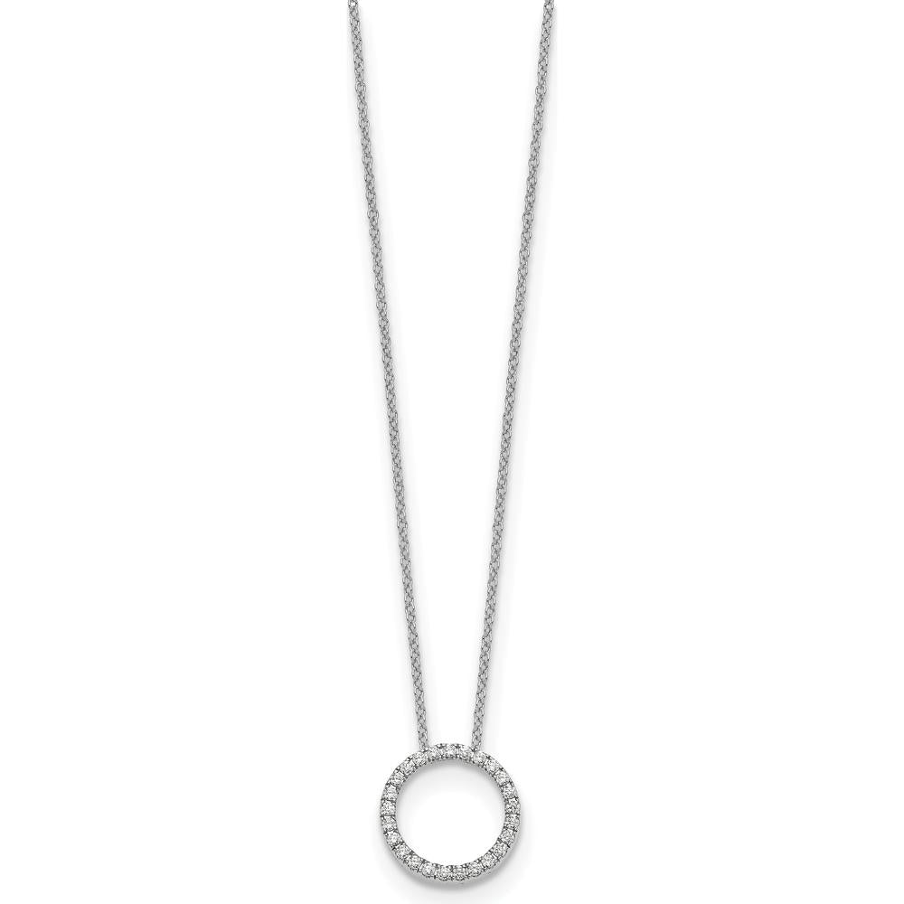 14K White Gold Diamond Circle Pendant Necklace with 0.25 Carats of Round Diamonds - 18 Inches by Monteluci Fine Jewelry