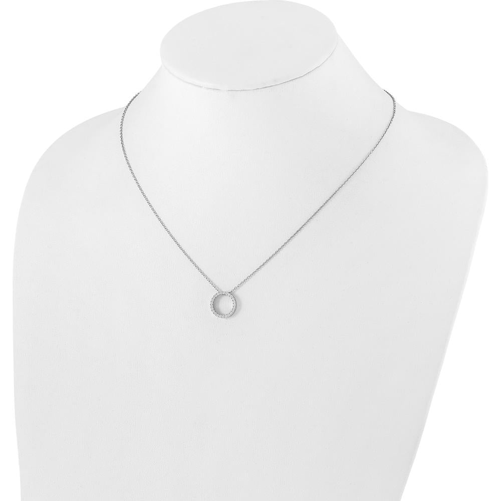14K White Gold Diamond Circle Pendant Necklace with 0.25 Carats of Round Diamonds - 18 Inches by Monteluci Fine Jewelry
