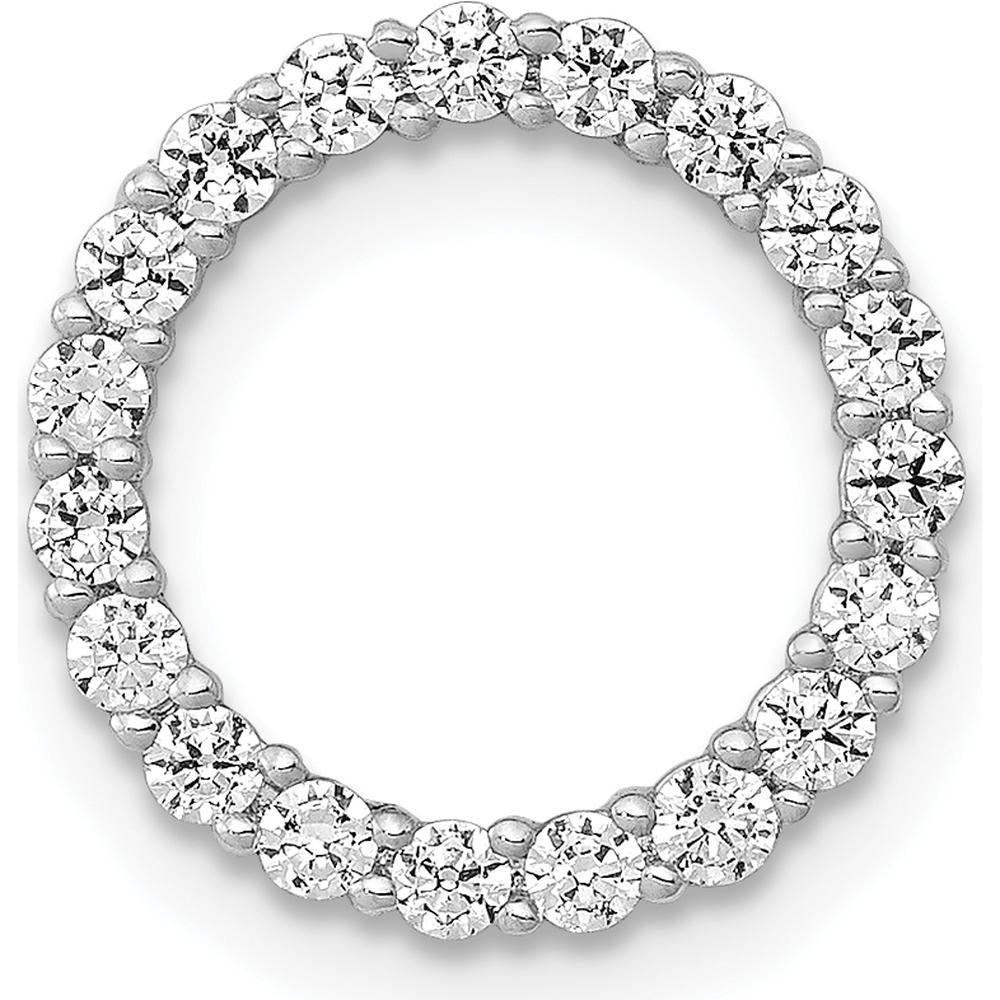 14K White Gold Diamond Circle Pendant with 19 Round Diamonds - 0.38 Carat Total Diamond Weight by Monteluci Fine Jewelry