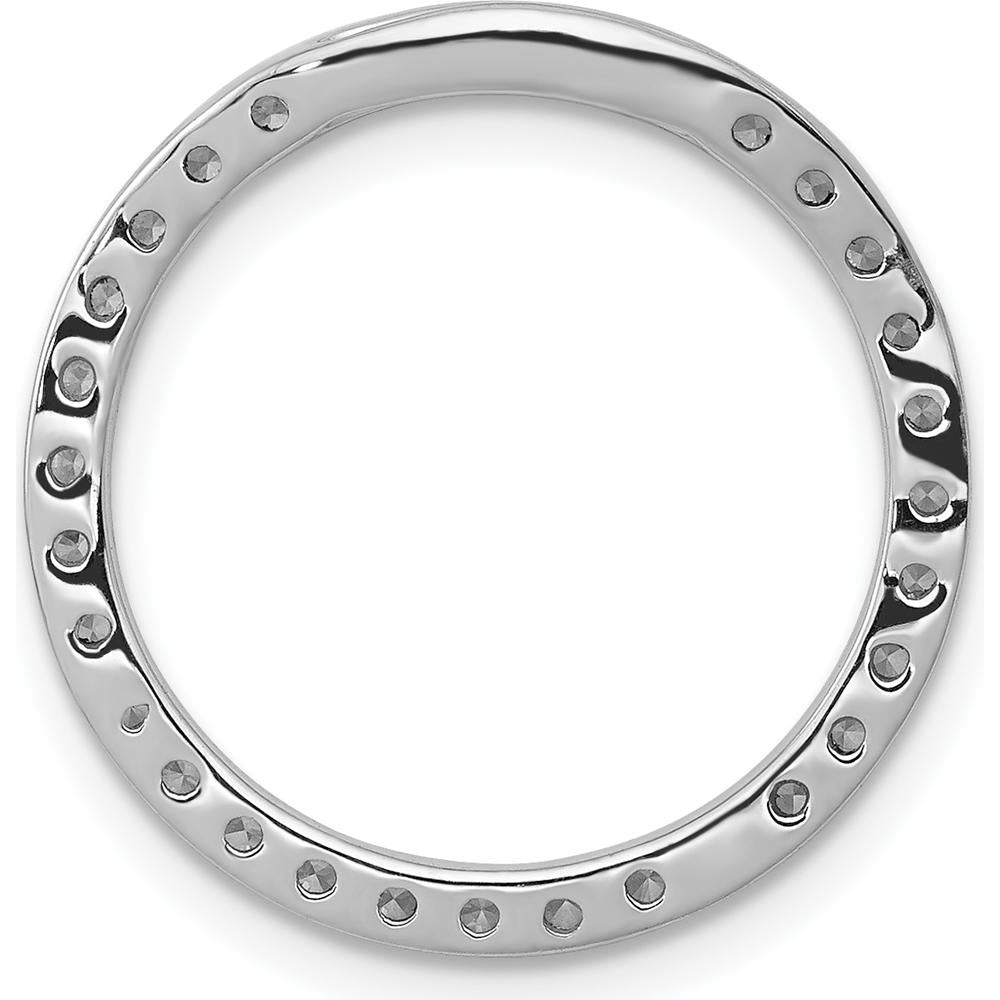 14K White Gold Diamond Circle Slide Pendant with 1/2 Carat Round Diamonds - 32 Diamonds in Total by Monteluci Fine Jewelry