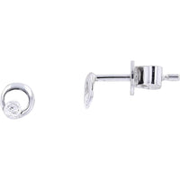 14K White Gold Diamond Circle Stud Earrings - 0.11 Carats Total Diamond Weight