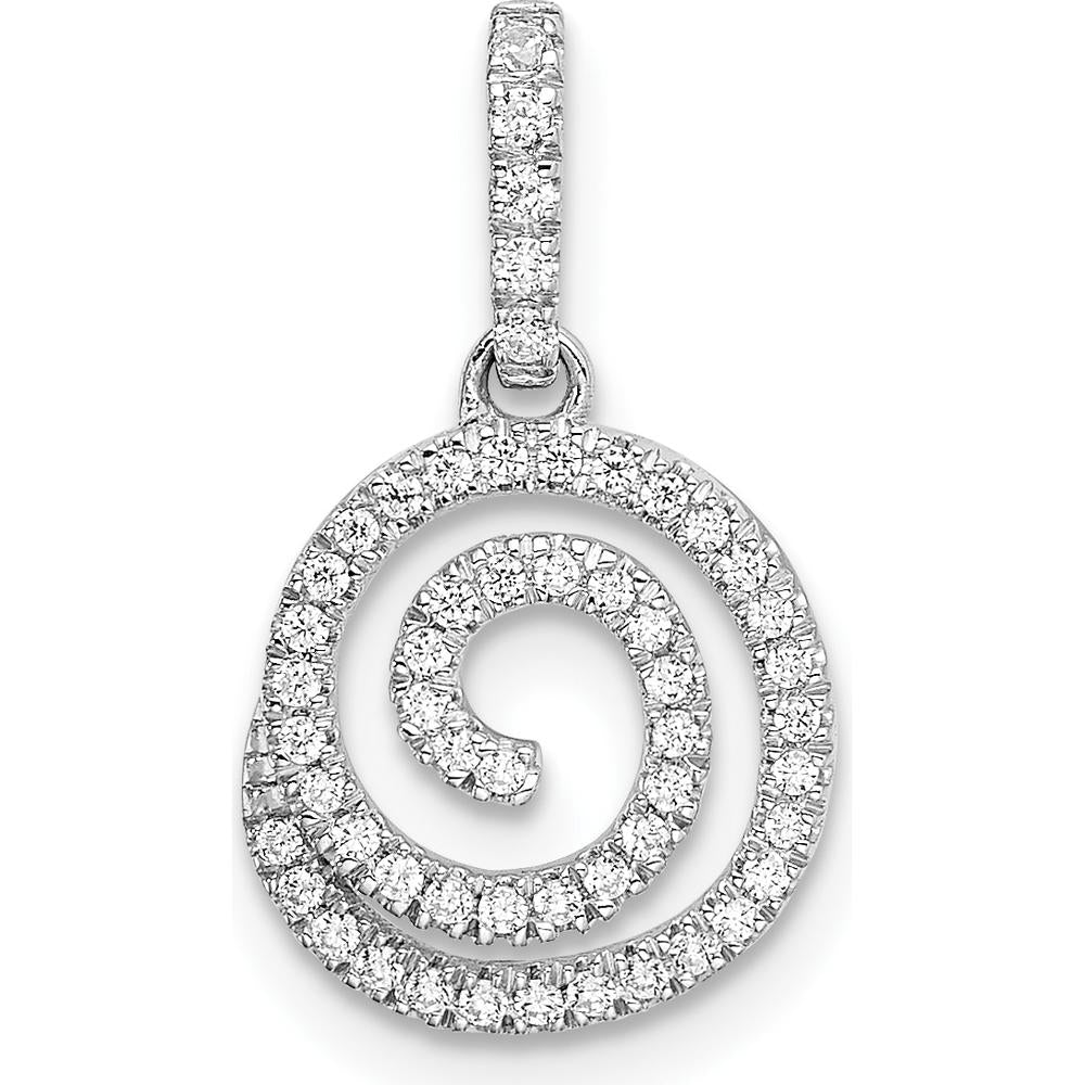 14K White Gold Diamond Circle Swirl Pendant - 1/5 Carat Total Diamond Weight by Oro Pregiato