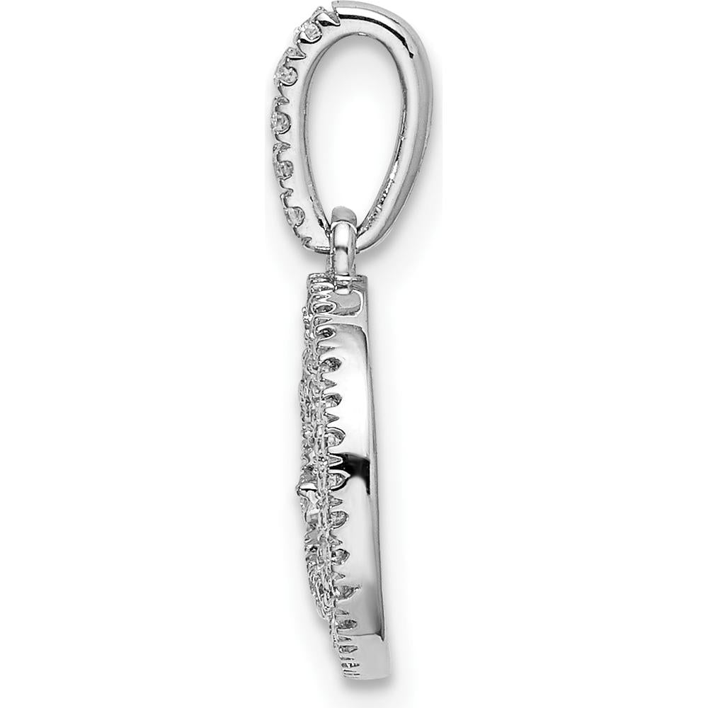 14K White Gold Diamond Circle Swirl Pendant - 1/5 Carat Total Diamond Weight by Oro Pregiato