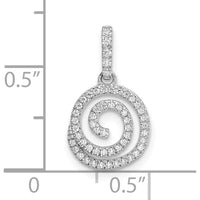 14K White Gold Diamond Circle Swirl Pendant - 1/5 Carat Total Diamond Weight by Oro Pregiato