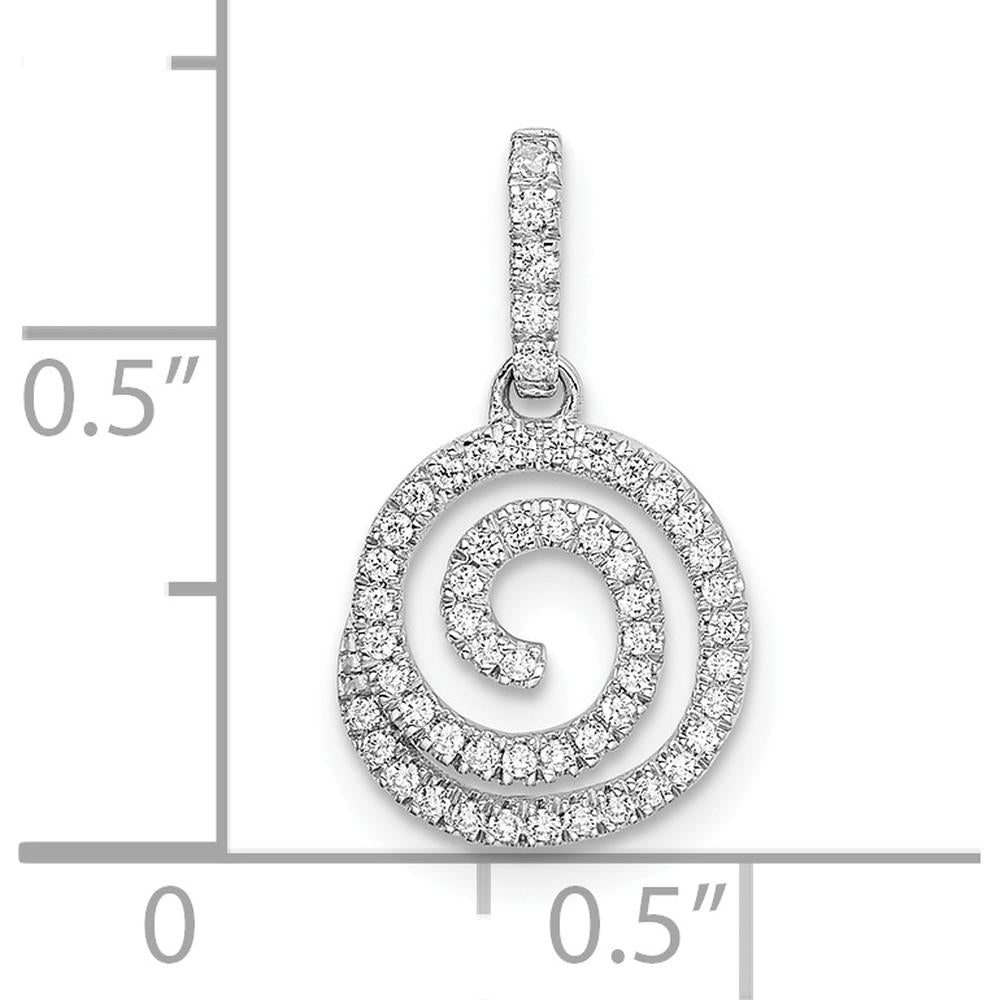 14K White Gold Diamond Circle Swirl Pendant - 1/5 Carat Total Diamond Weight by Oro Pregiato