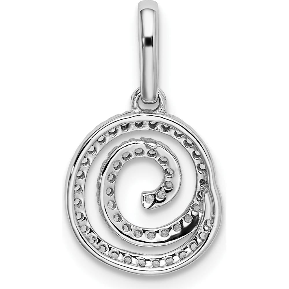 14K White Gold Diamond Circle Swirl Pendant - 1/5 Carat Total Diamond Weight by Oro Pregiato