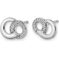14K White Gold Diamond Circles Post Earrings with Natural Round Diamonds - 0.01 Carat Total Diamond Weight by Monteluci Fine Jewelry