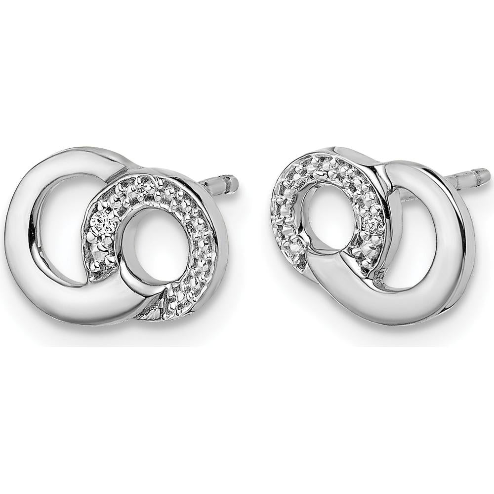 14K White Gold Diamond Circles Post Earrings with Natural Round Diamonds - 0.01 Carat Total Diamond Weight by Monteluci Fine Jewelry