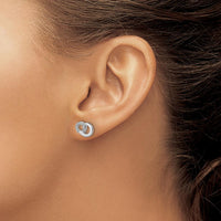 14K White Gold Diamond Circles Post Earrings with Natural Round Diamonds - 0.01 Carat Total Diamond Weight by Monteluci Fine Jewelry