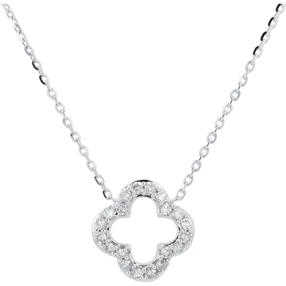 14K White Gold Diamond Clover Pendant - 0.14 Carat Total Diamond Weight