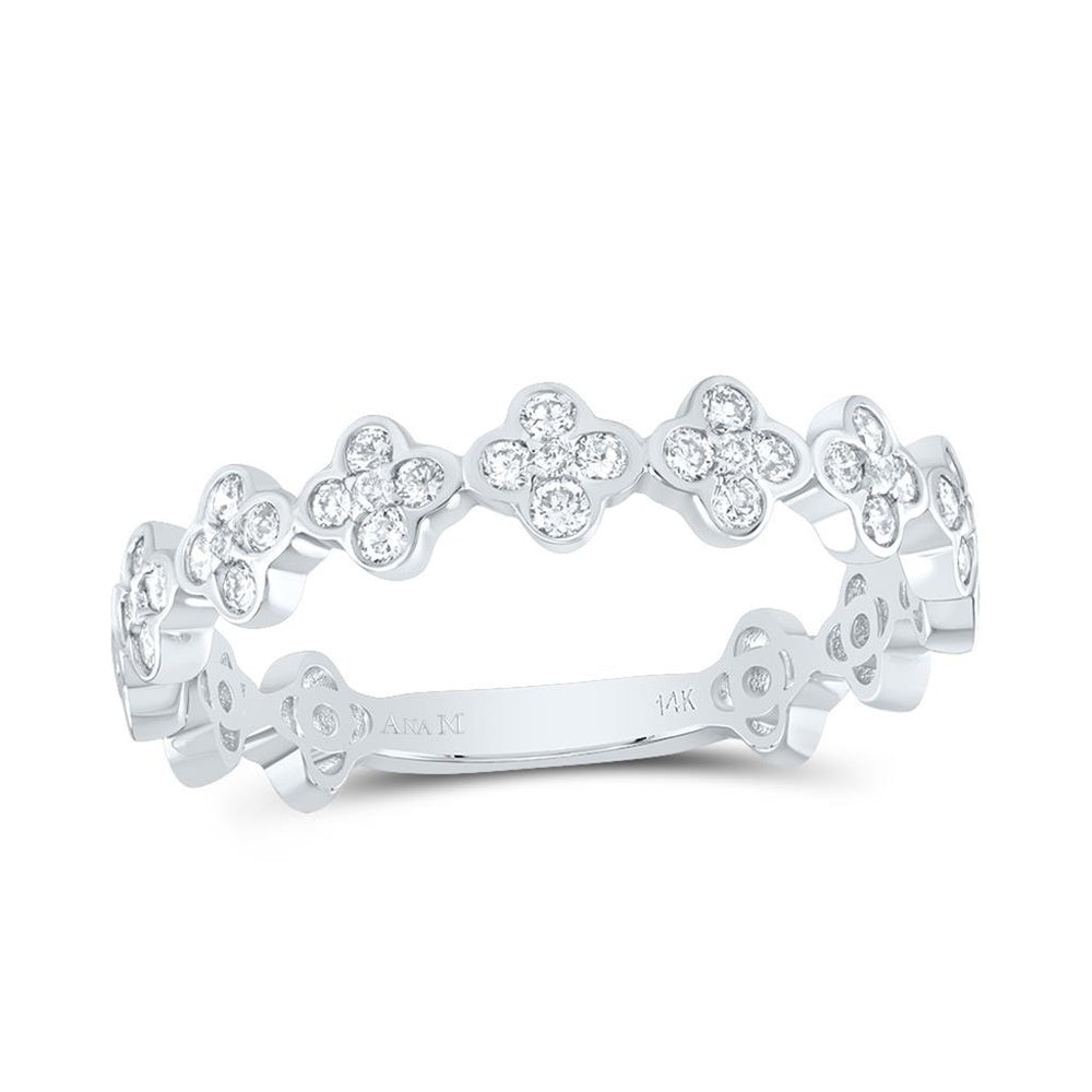 14K White Gold Diamond Clover Ring - 1/3 Carat Total Diamond Weight