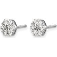 14K White Gold Diamond Cluster Button Screwback Earrings - 0.18 Carat Total Diamond Weight by Monteluci Fine Jewelry