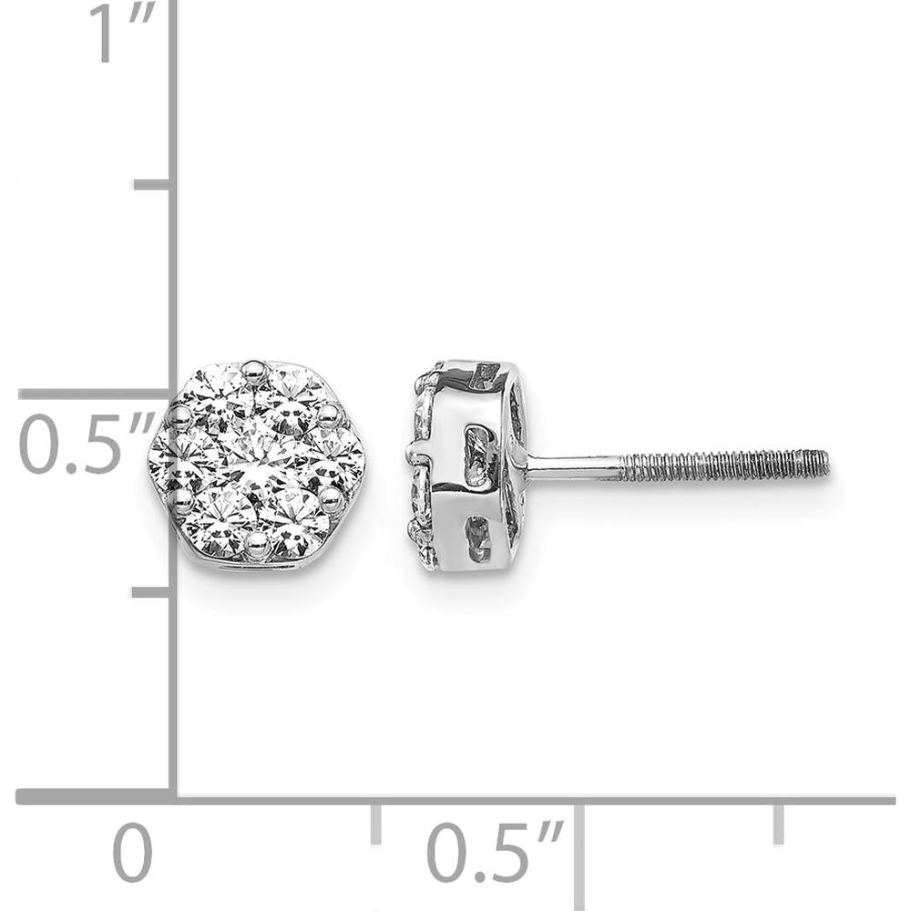14K White Gold Diamond Cluster Button Screwback Earrings - 0.18 Carat Total Diamond Weight by Monteluci Fine Jewelry