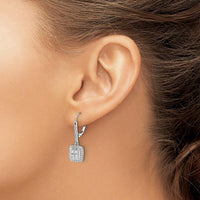 14K White Gold Diamond Cluster Drop Earrings with Square and Round Diamonds - 0.16 Carat Total Diamond Weight by Monteluci Fine Jewelry