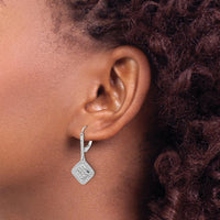 14K White Gold Diamond Cluster Drop Leverback Earrings - 0.046 Carat Total Diamond Weight by Monteluci Fine Jewelry